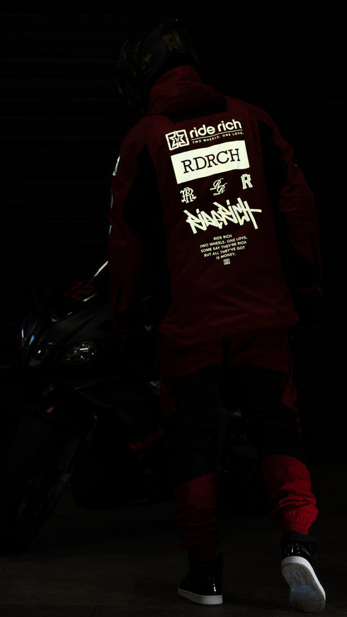 Ride Rich Concord V2 Flow Mesh Armoured GP Anorak Motorcycle Jacket - Red